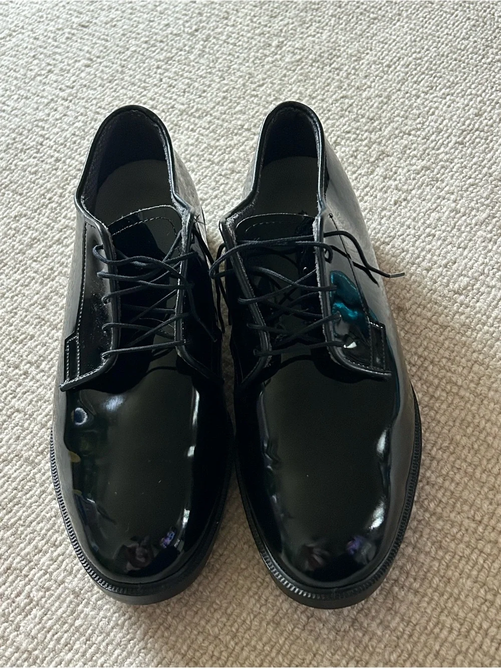Men's Black Patent Derby Dress Shoes - Classic Lace-Up